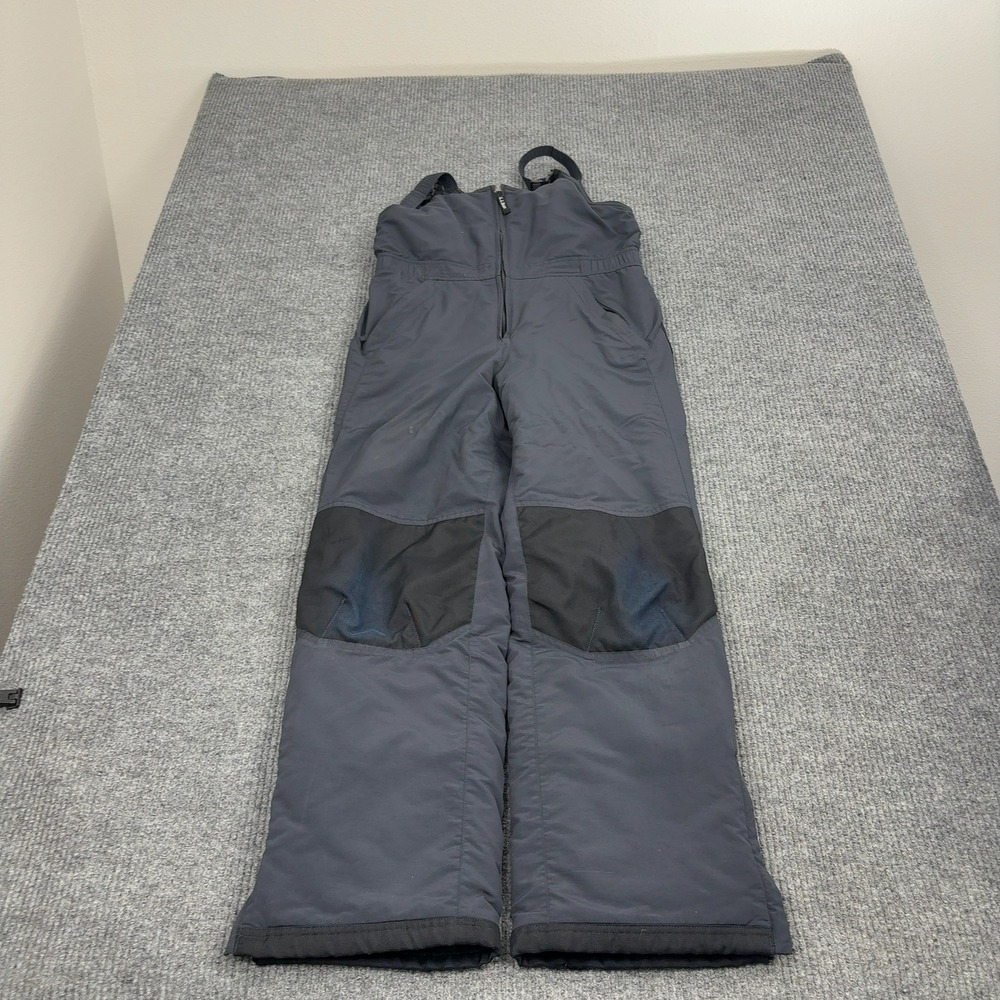L.L. Bean Snow‎ Bibs Youth 16 Gray Nylon Insulated Reinforced Knees Winter Ski